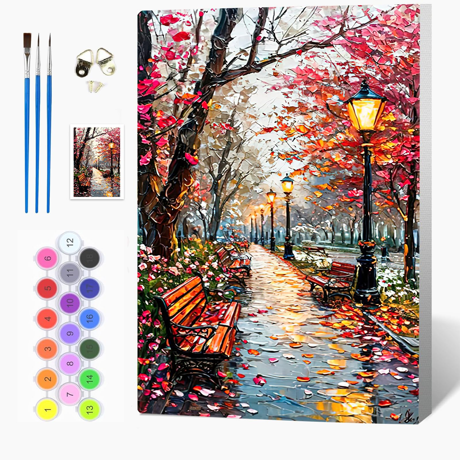 Auremi Street Paint by Numbers Kits Kids Adults, Landscape Painting by Number Kits On Canvas,Framed DIY Color Oil Painting Acrylic Paints,Home Wall Decor 20x30cm