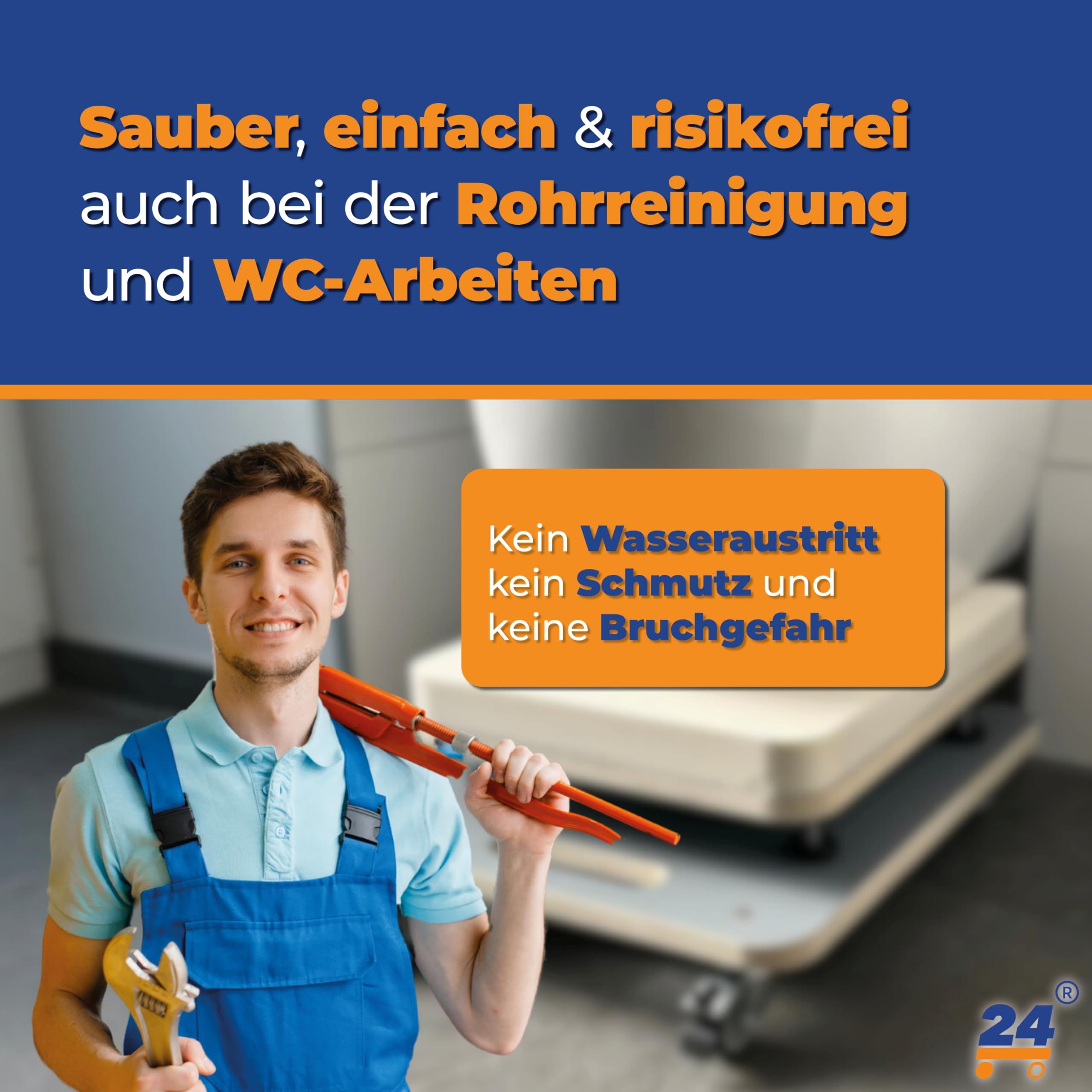 WC-Montagehilfe für wandhängende WCs & BDs – Höhenverstellbares Montage-Rollbrett 125–215 mm, 360° Rollen, bis 60 kg - Entwickelt und Patentiert vom Sanitärprofi