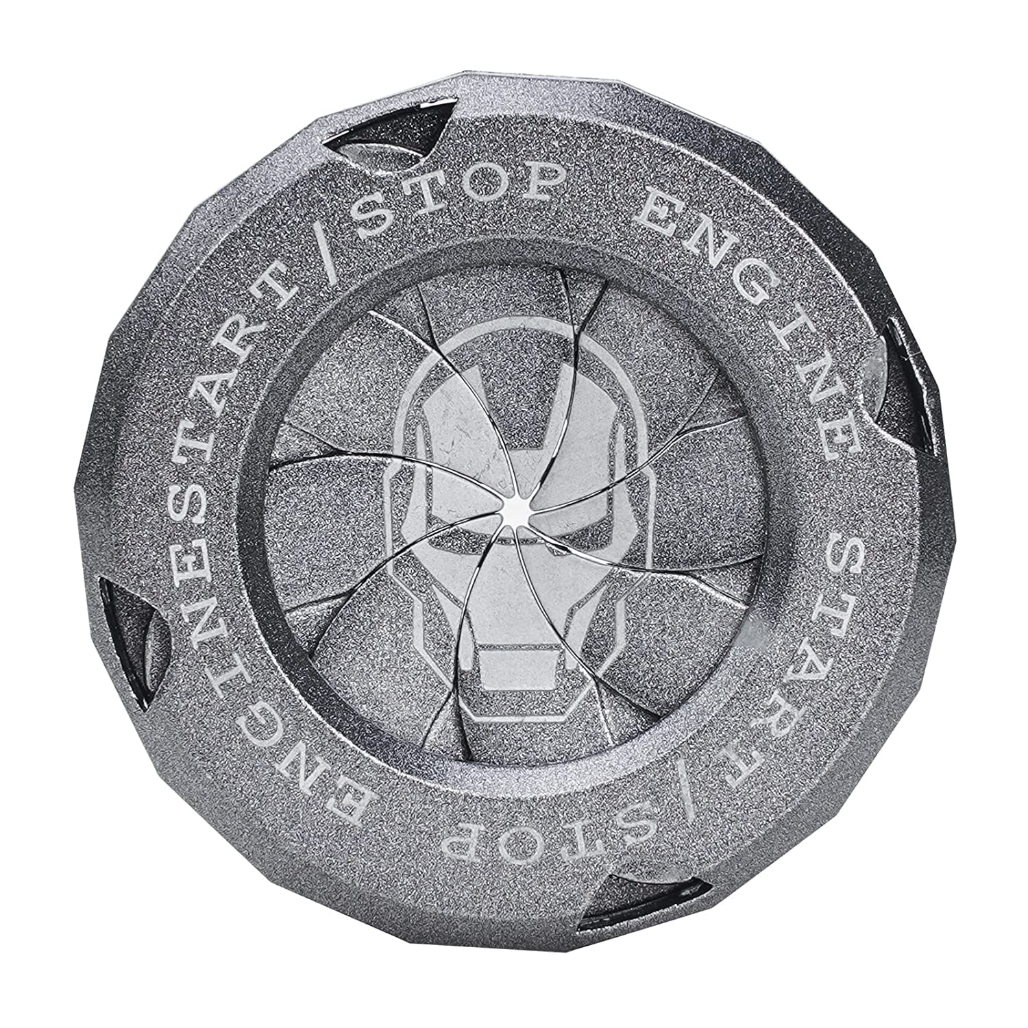 CLOUDSALE Rotary Car Engine Start Stop Button Gear-Shap, Alloy Metal Ignition Switch Decorative Pust start start switch Engine Cover (Iro-n Man Style) (Black)