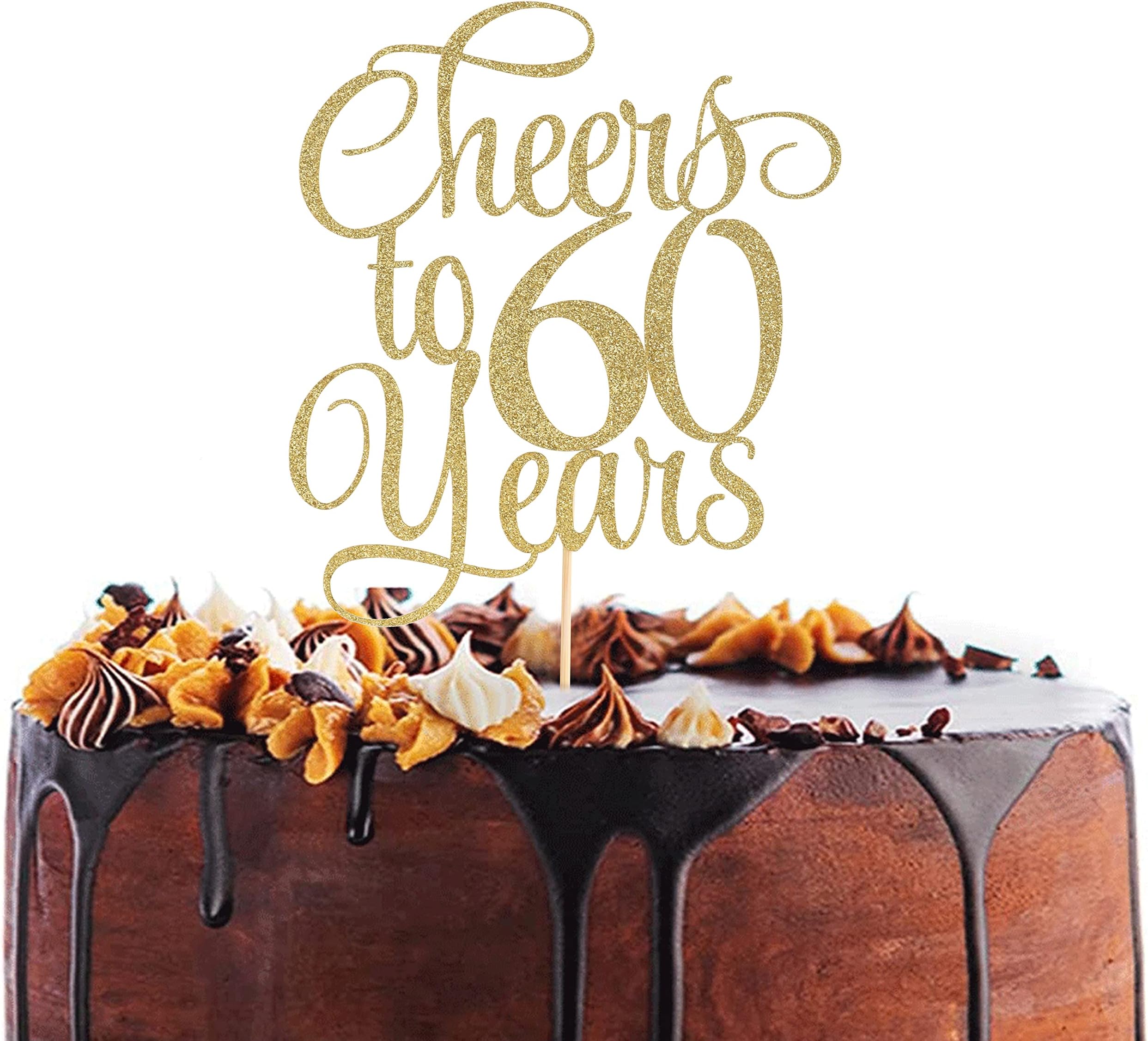 Cheers to 60 Years Cake Topper - 60th Birthday Cake Topper,60 Cake Topper,happy 60th Birthday Cake Topper,60th Birthday Cake Topper for Women/men,60th Anniversary Cake Topper Party Decorations