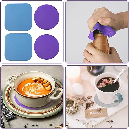 Miniatura 7 de 4 almohadillas para abridor de tarros, agarres de goma para tarros, abridor de tarros multifunción para personas mayores con posavasos de manos