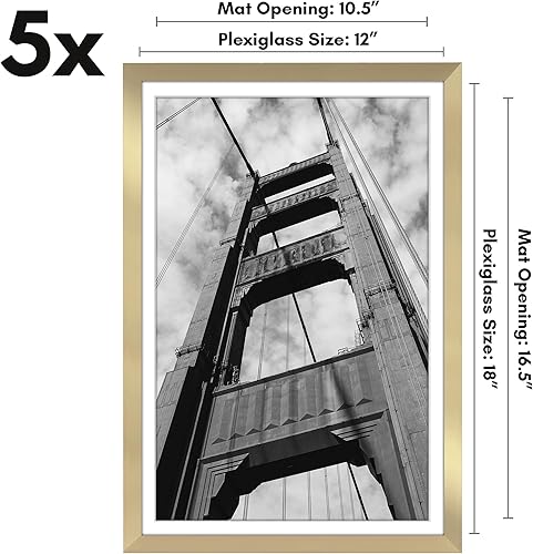 Vista 172 de Americanflat Portarretratos de 5 x 6 pulgadas con plexiglás pulido, juego de 5 portarretratos de 2 x 3 pulgadas con paspartú o para fotos de 5 x 6