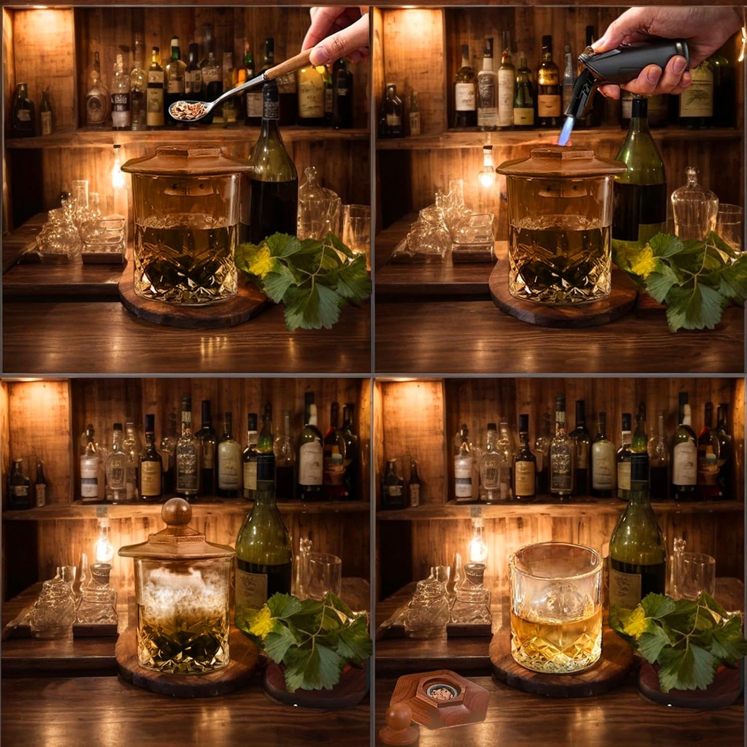 Whiskey Smoker Kit with Torch- 6 Flavors Wood Chips, 2 Whisky Glass Sets- Bourbon Cocktail Smoker Kit, Old Fashioned Drink Smoker Kit, Birthday Bourbon Whiskey Gifts for Men,Dad(NO Butane) - Image 3
