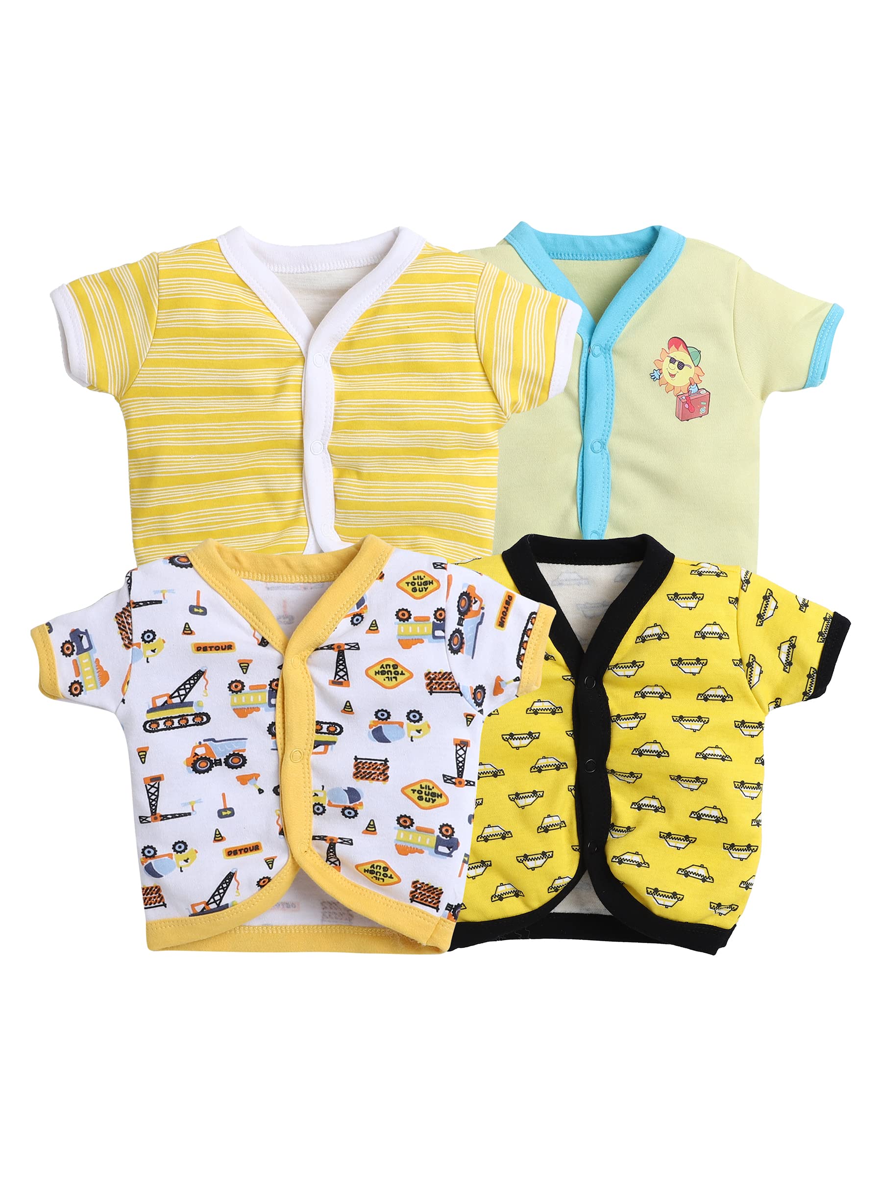 Newborn Baby Cotton Jabla Set (Pack of 4) | Soft Breathable Front-Open Vests for Infants | Gentle on Skin | Unisex Baby Essentials-image-25