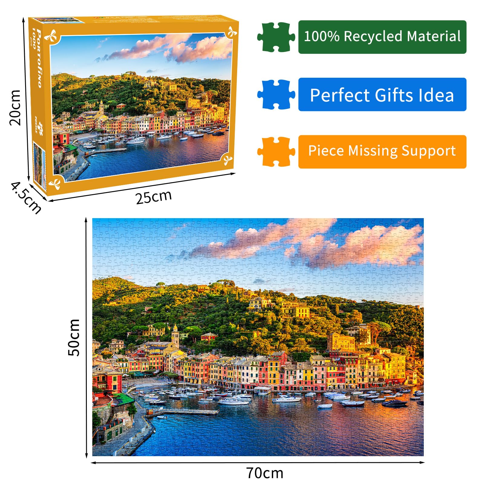 Portofino Jigsaw Puzzles for Adults 1000 Jigsaws Italian Riviera 1000 Piece Jigsaw Puzzles for Adults, 1000 pieces - Image 4