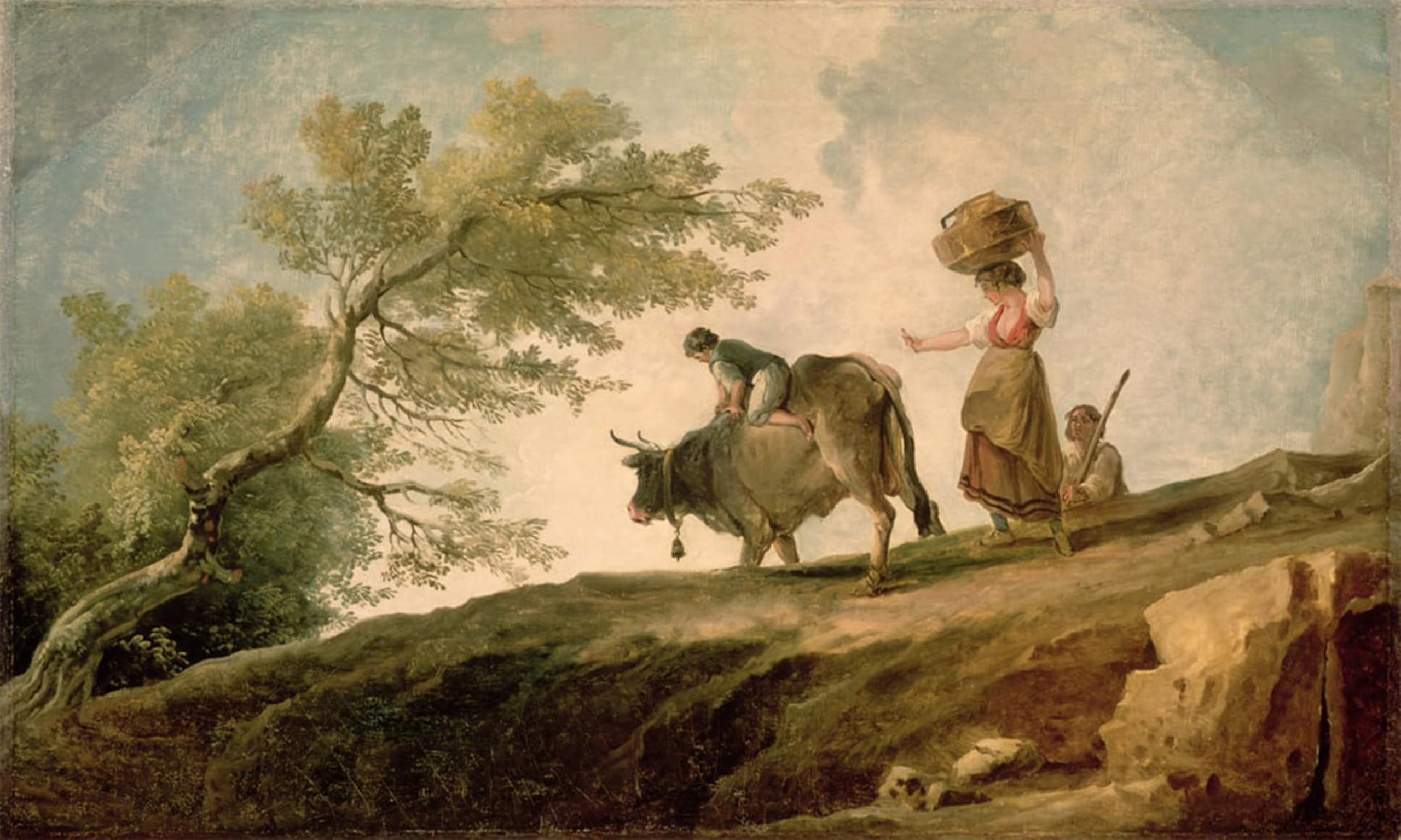 ARTXLXXBN Famous Print Painting Colorful Art Print the Pasture by Hubert Robert Canvas Art Decorations for Home Decor 60x90cm