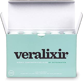 Detoxwater Veralixir Concentrated Organic Aloe Vera Shot | 1050mg ACTIValoe for Gut, Skin & Immune Health | 0 Calories, 0 Sugar (10 Pack) - coolthings.us