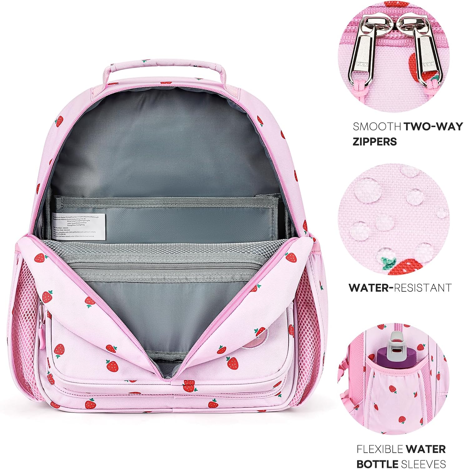 Girls Backpack 5-8: Lightweight Kids Backpacks for Girls - Girl Bookbag for Elementary School - Strawberry Light Pink thumbnail