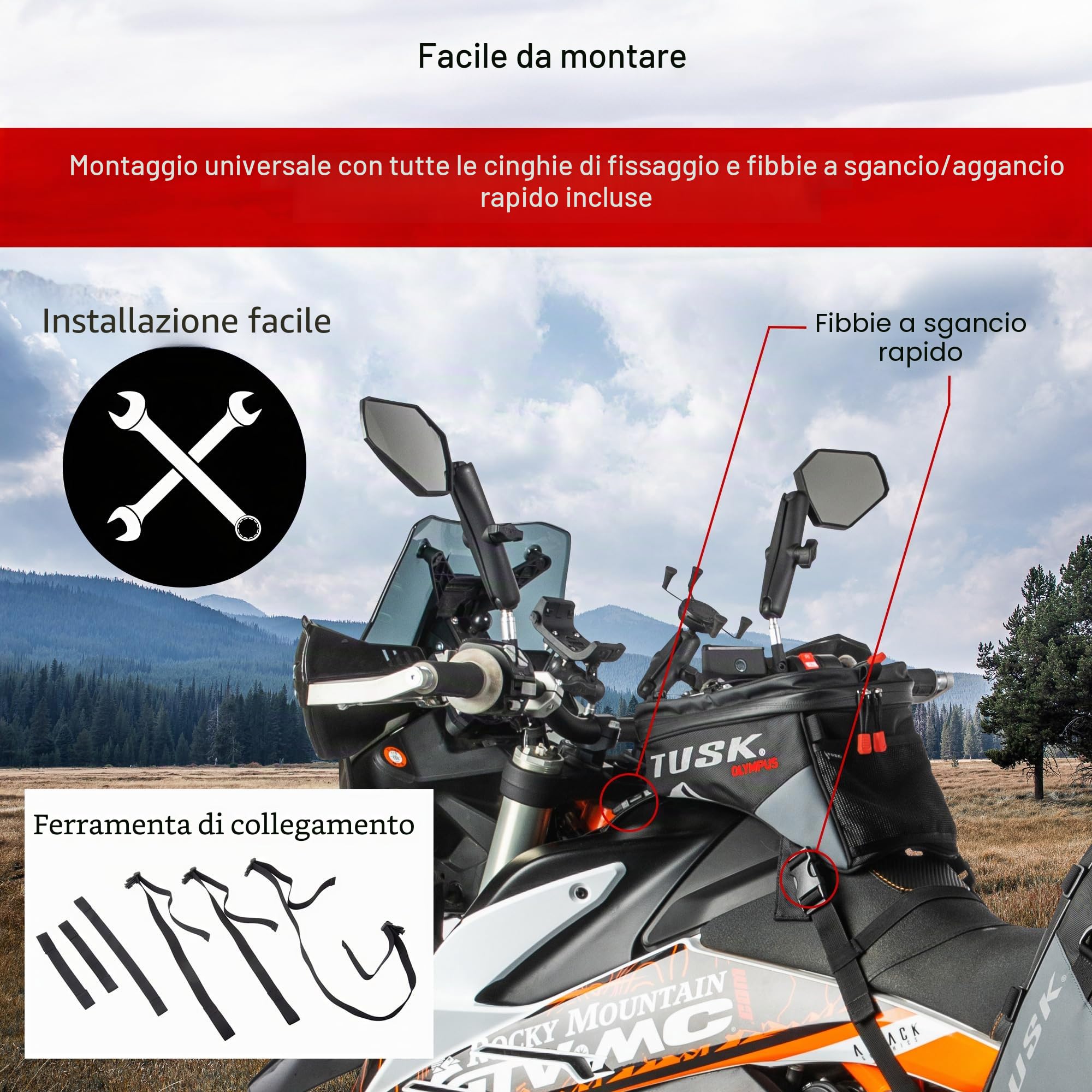 Tusk Olympus Adventure - Borsa da serbatoio per moto, misura S