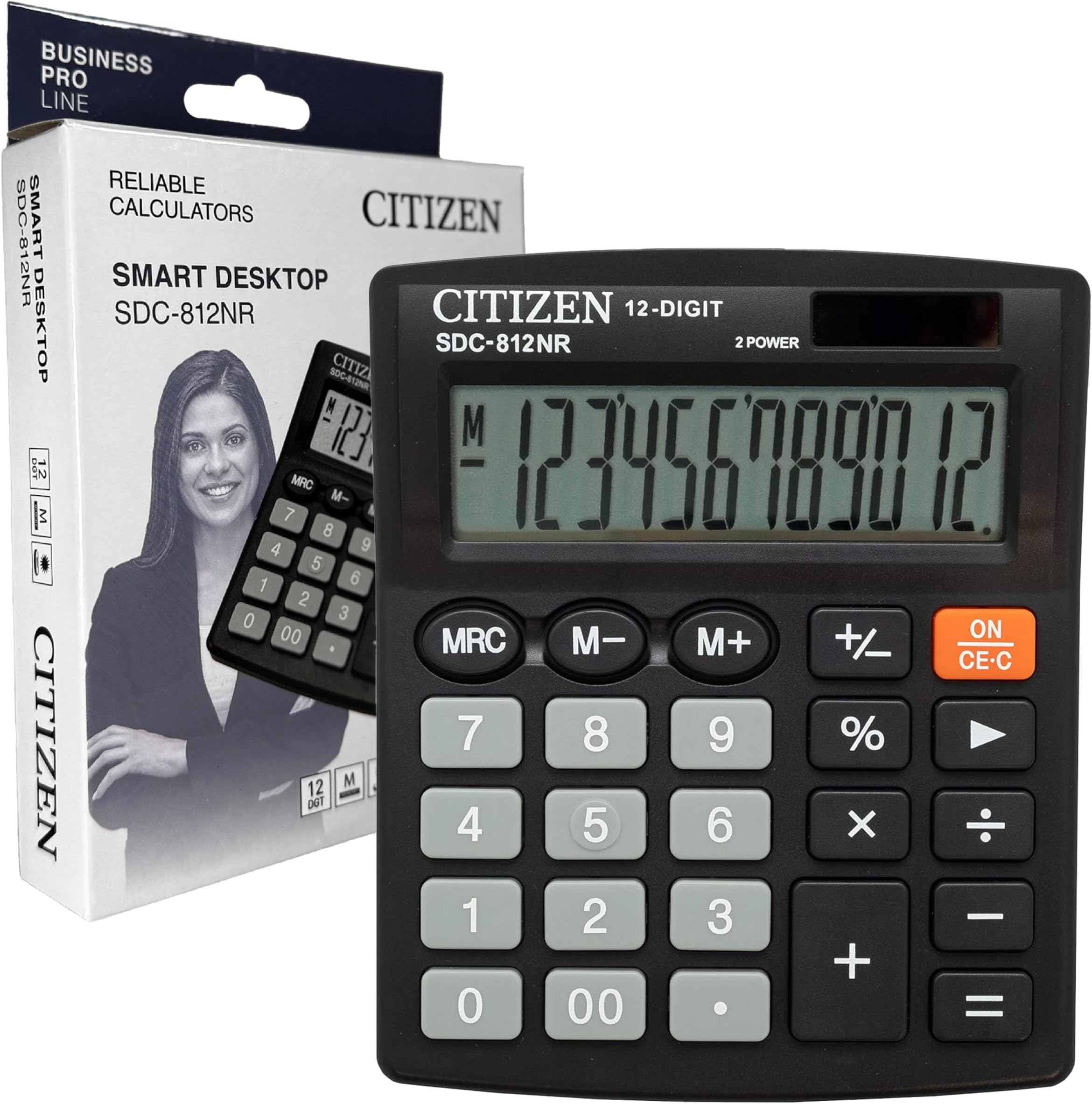 Citizen Desk Calculator - Large Display Basic Calculator for Kids, Home, School, Desktop, and Office Use with Big Buttons - Solar and Battery Dual Powered (456219513)