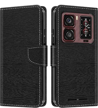 Wood-Grain Leather Case for Oukitel WP300 5G - Black