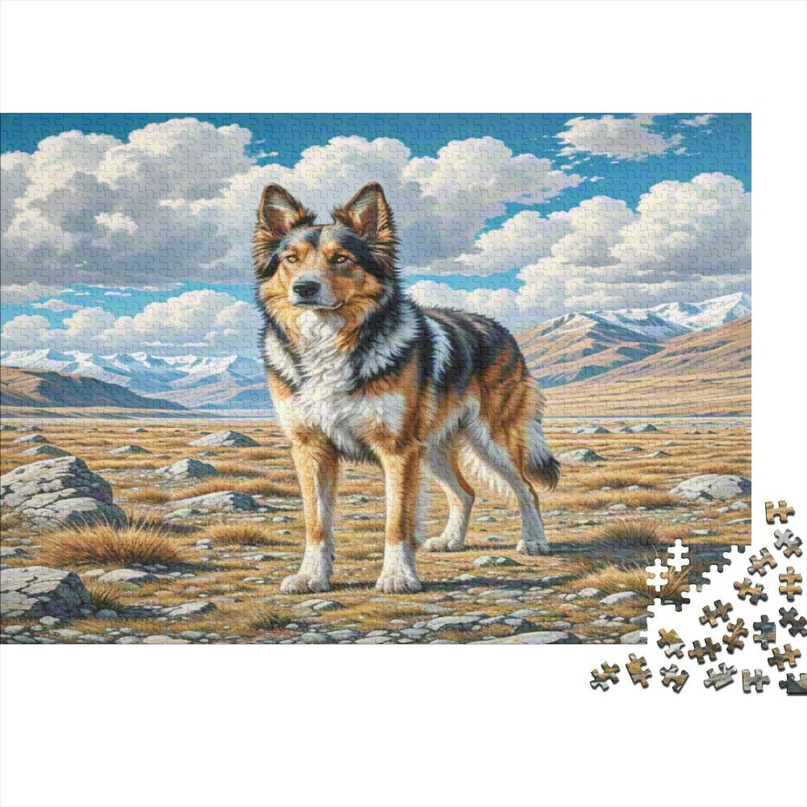 Pasture Herding Dog Jigsaw Puzzle for Adults 1000 Piece Jigsaw Puzzle Paper Game Nature Scenery Focus Relaxation Home Decor Gift Family 38x26cm/1000pcs