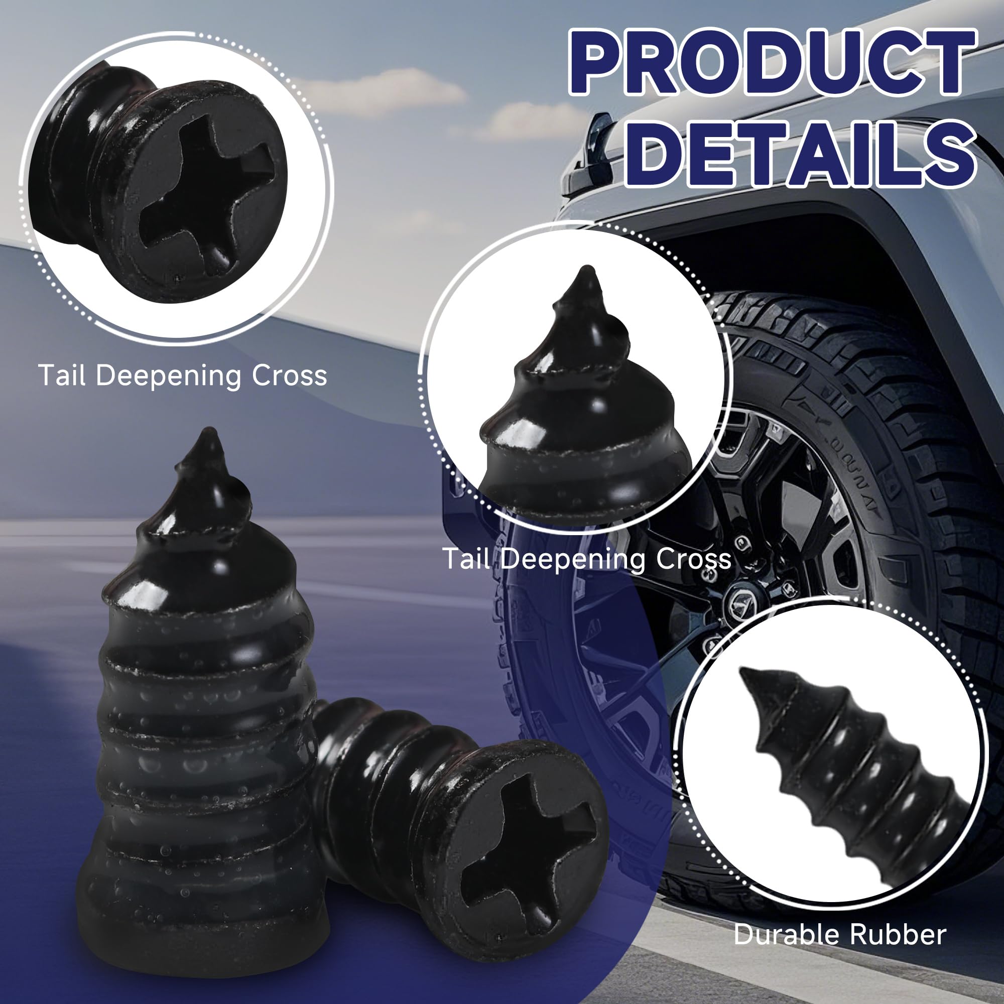 60-Piece Rubber Tire Nail Repair Kit – Screw-In Tire Plugs For Car, Truck, SUV, ATV