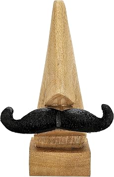 storeindya Wooden Nose Shaped with Moustache Spectacle Eyeglass Glasses Holder - Spec Display Stand Holder for Him and Her Office and Home Decor