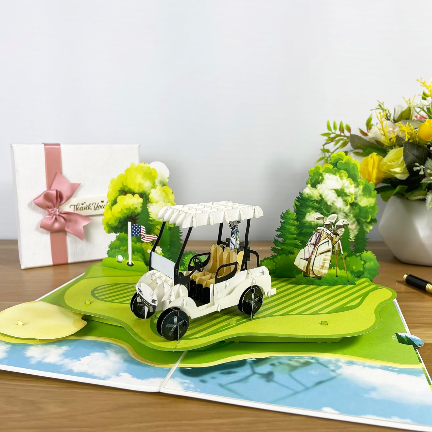 3D Golf Cart Popup Card - Handmade Paper Art for Birthday, Anniversary, Christmas, Father’s Day - Unique Greeting Card Gift for Him, Her, Mom, Dad, Son, Daughter, Husband, Boyfriend, Golfer - Image 2