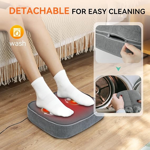 Snailax Foot Massager with Heat, Deep Shiatsu Back Massager with Remote Control, Foot Warmer with 2 Temperature Settings, Detachable Washbale Cover, Home Office Use, Gifts for Men Women