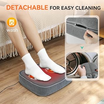 Snailax Foot Massager with Heat, Deep Shiatsu Back Massager with Remote Control, Foot Warmer with 2 Temperature Settings, Detachable Washbale Cover, Home Office Use, Gifts for Men Women