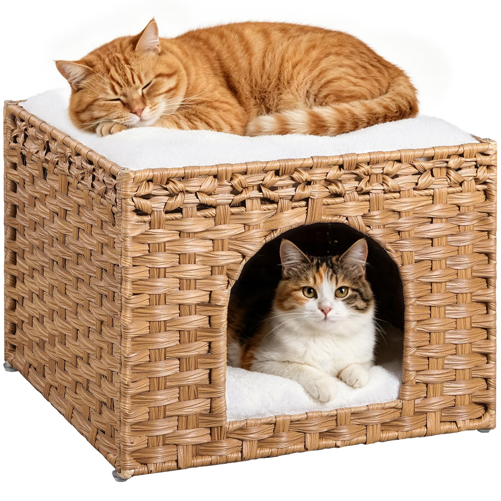 Amazon | Snughome 猫ベッドハウスキャットハウス夏対策通気性手編み藤