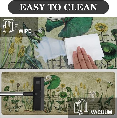 Miniatura 4 de 2 alfombras de cocina, elegantes tapetes de cocina de lirio de agua para piso, acolchado, impermeable, antideslizante, tapete de espuma para