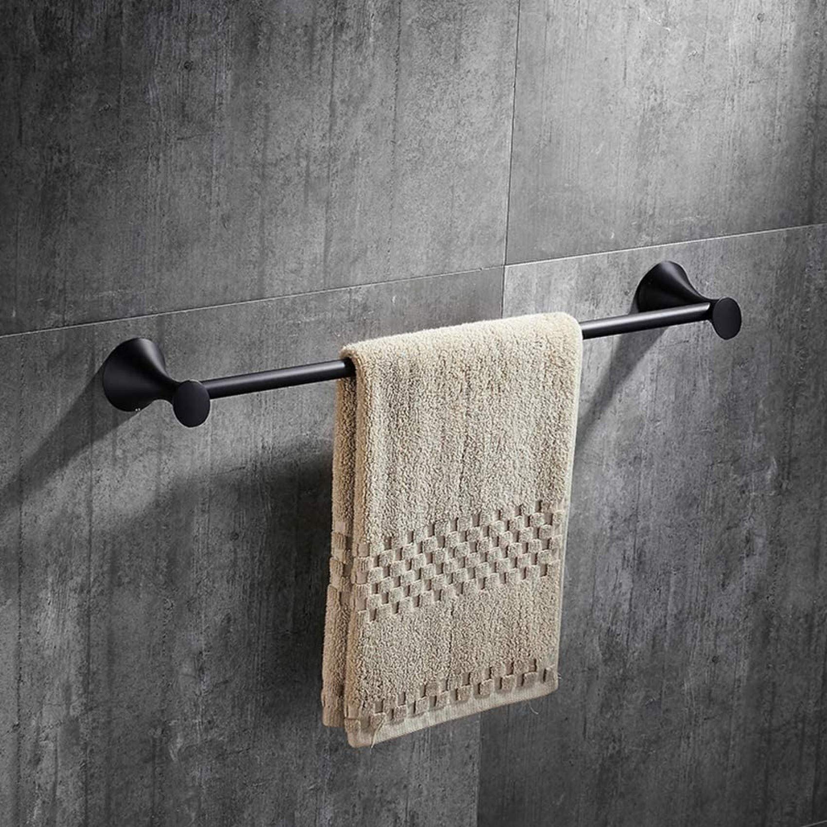 FGXHHS Simple Stainless steel Towel rack,Black Matte towel rail,No fading Rust Bold bar For Bathroom Kitchen Office.Punch-B 40cm(16inch)