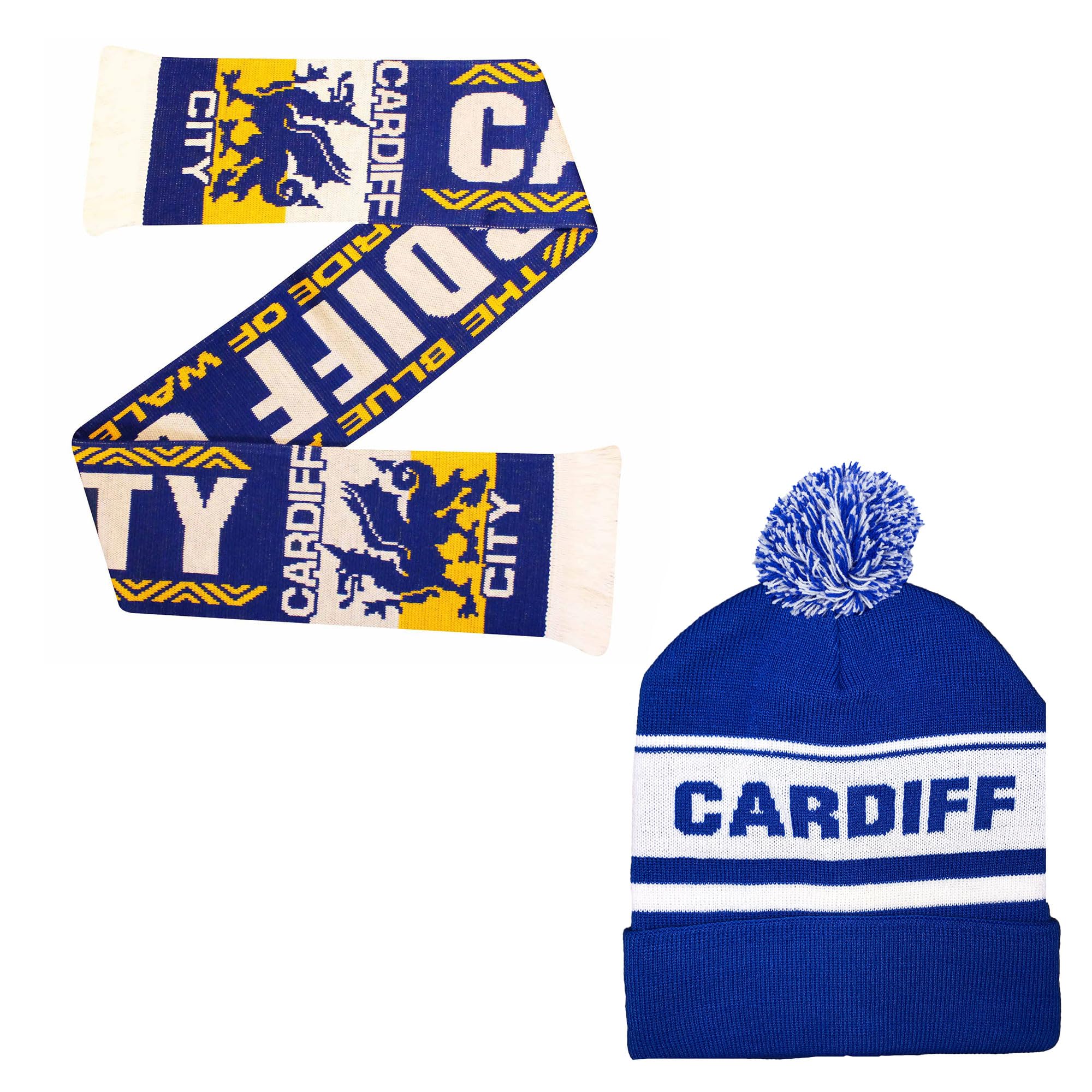 Beyond Happy Cardiff Hat and Scarf Set - Stylish Winter Set for Bluebirds Fans - Perfect Hat and Scarf for Football and Leisurewear - Ultimate Comfort and Warmth