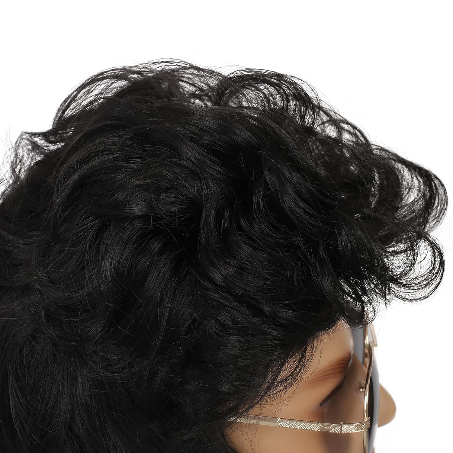 Kaneles Mullet Wig Mens Black Long Curly Wigs Hair 70s 80s Male Wig Halloween Costumes Punk Rocker Wigs - Image 4