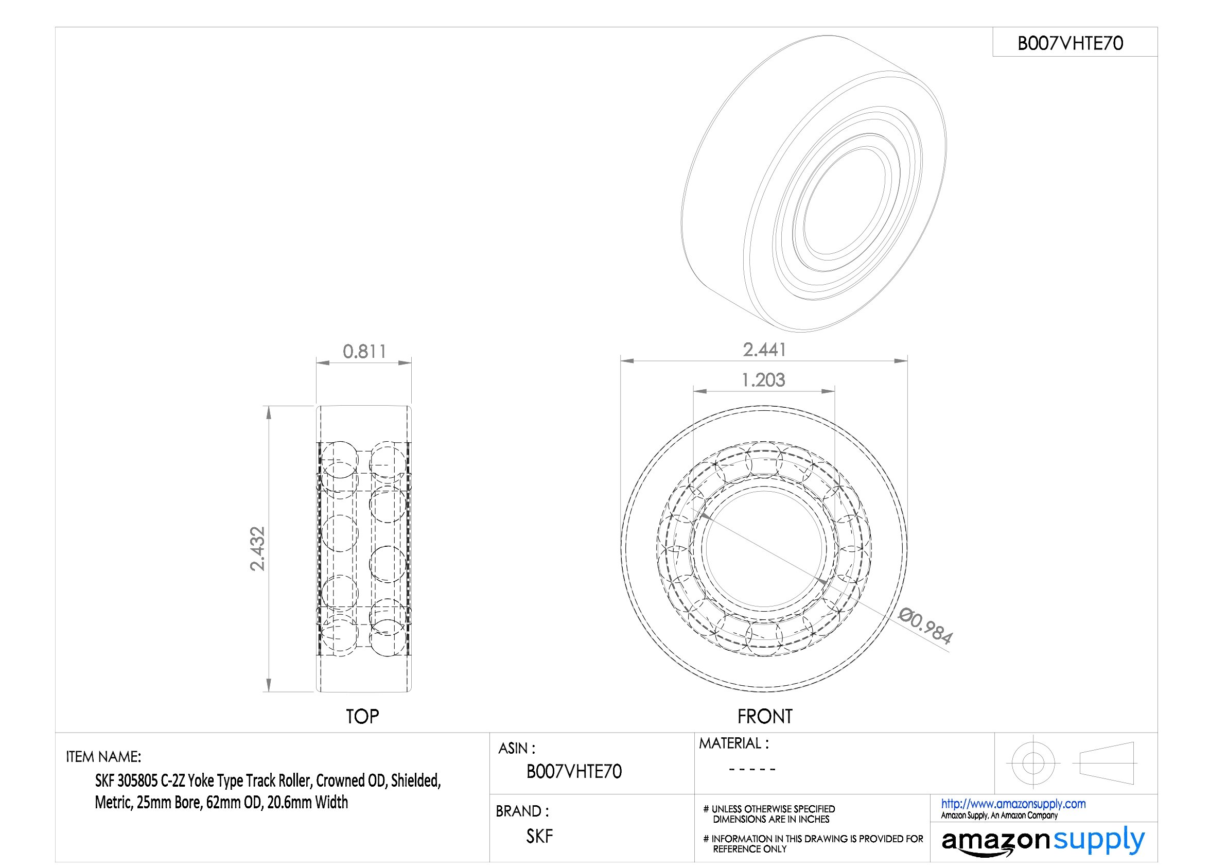 SKF 305805 C-2Z - Rodamiento de bolas radial de contacto angular, acero
