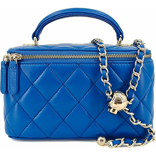 M-ioi-M Small Genuine Leather Purse Quilted Crossbody Bag for Women, Mini Top-Handle Shoulder Handbag w/Gold Chain Strap