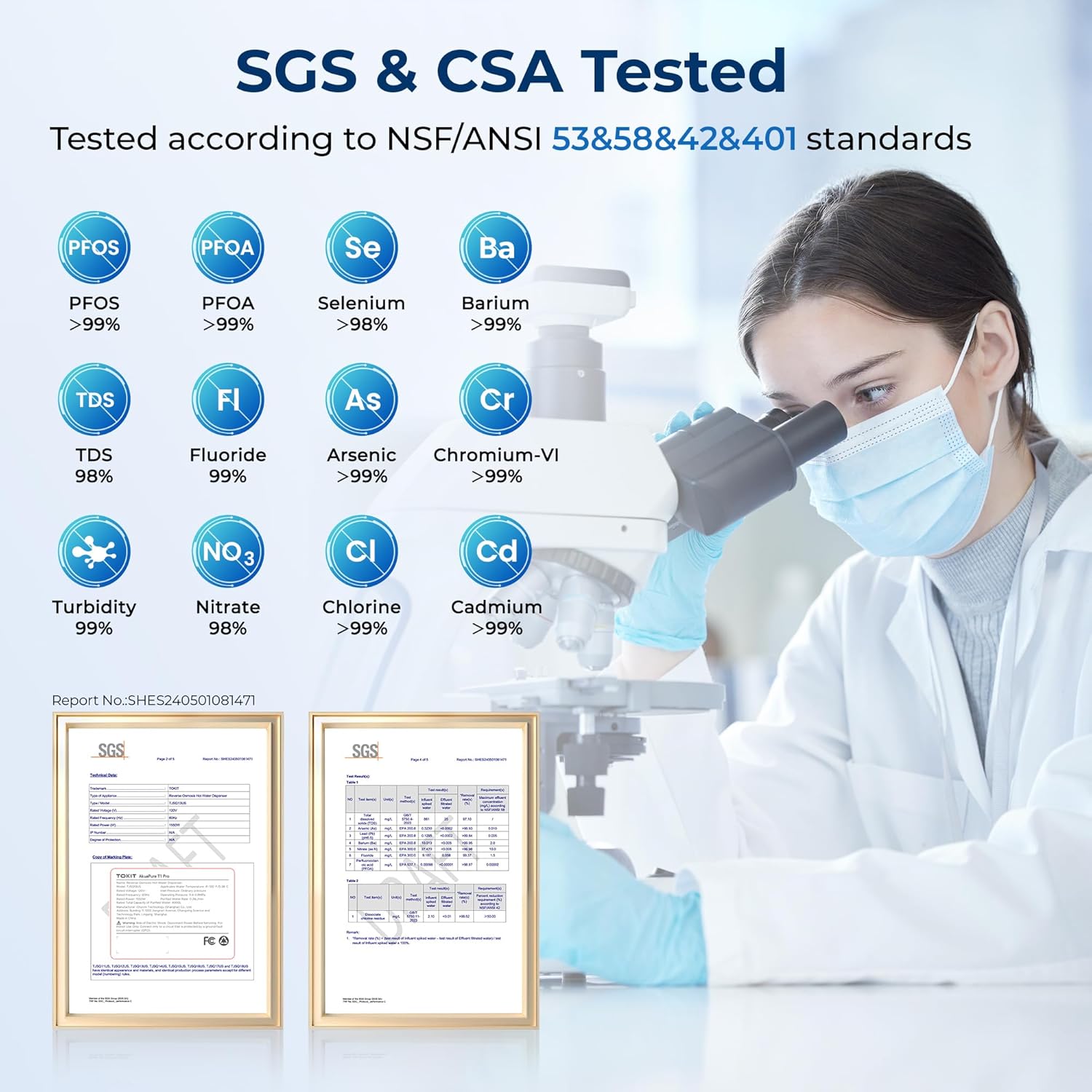 TOKIT T1 Ultra Cold & Hot Reverse Osmosis Water Filter Countertop Dual UV Water Dispenser 5℃ Cooling and Instant Heating RO Water Filtration System 8 Temp Choice, NSF/ANSI 58, No Installation for Home - Image 4