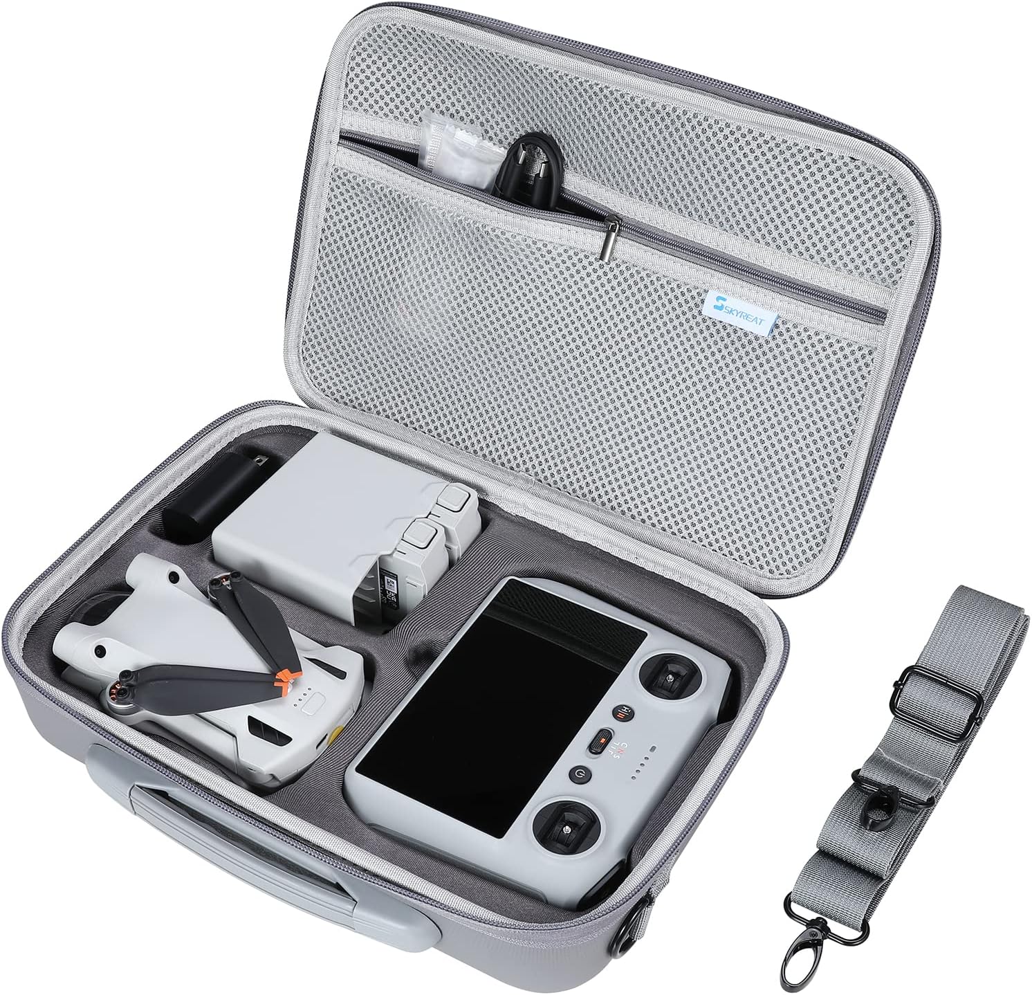 SKYREAT Mini 3 Pro Case, PU Leather Hard Carrying Case Compatible with DJI Mini 3 Pro Drone and Accessories