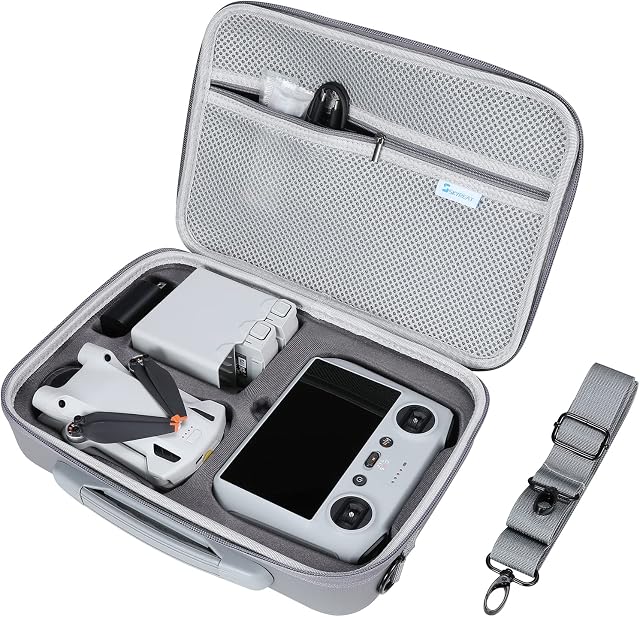 SKYREAT Mini 3 Pro RC Case,Portable PU Leather Storage Shoulder Bag Carrying Case for DJI Mini 3 Pro Drone with DJ RC Controller and Other Accessories