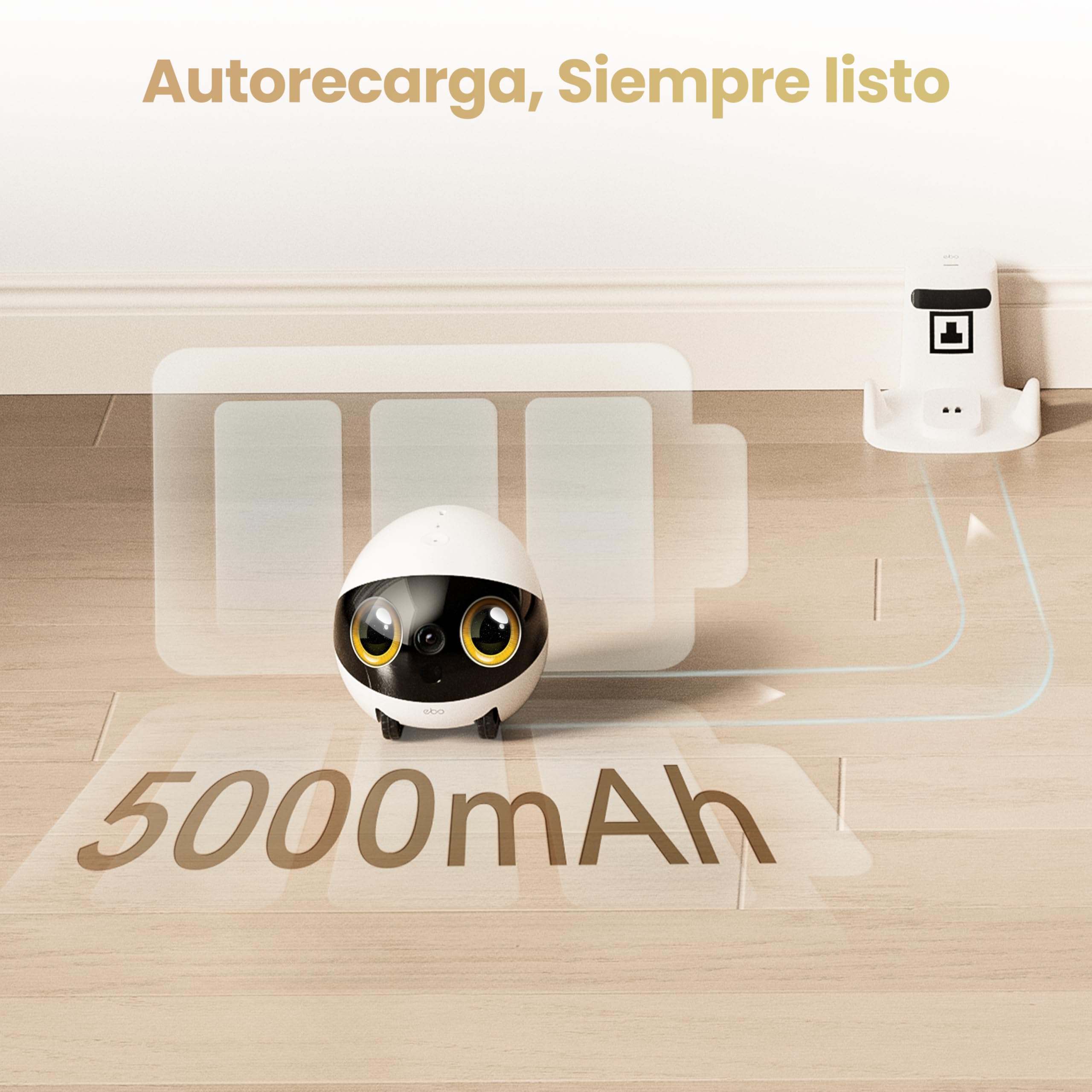 Enabot EBO Air 2S FamilyBot – Robot Cámara Mascotas 2,5K, Batería 9–10H, Seguimiento IA, Patrulla, Vídeo Bidireccional, Recarga Auto, Almacenamiento Local – Gatos, Perros y Familia