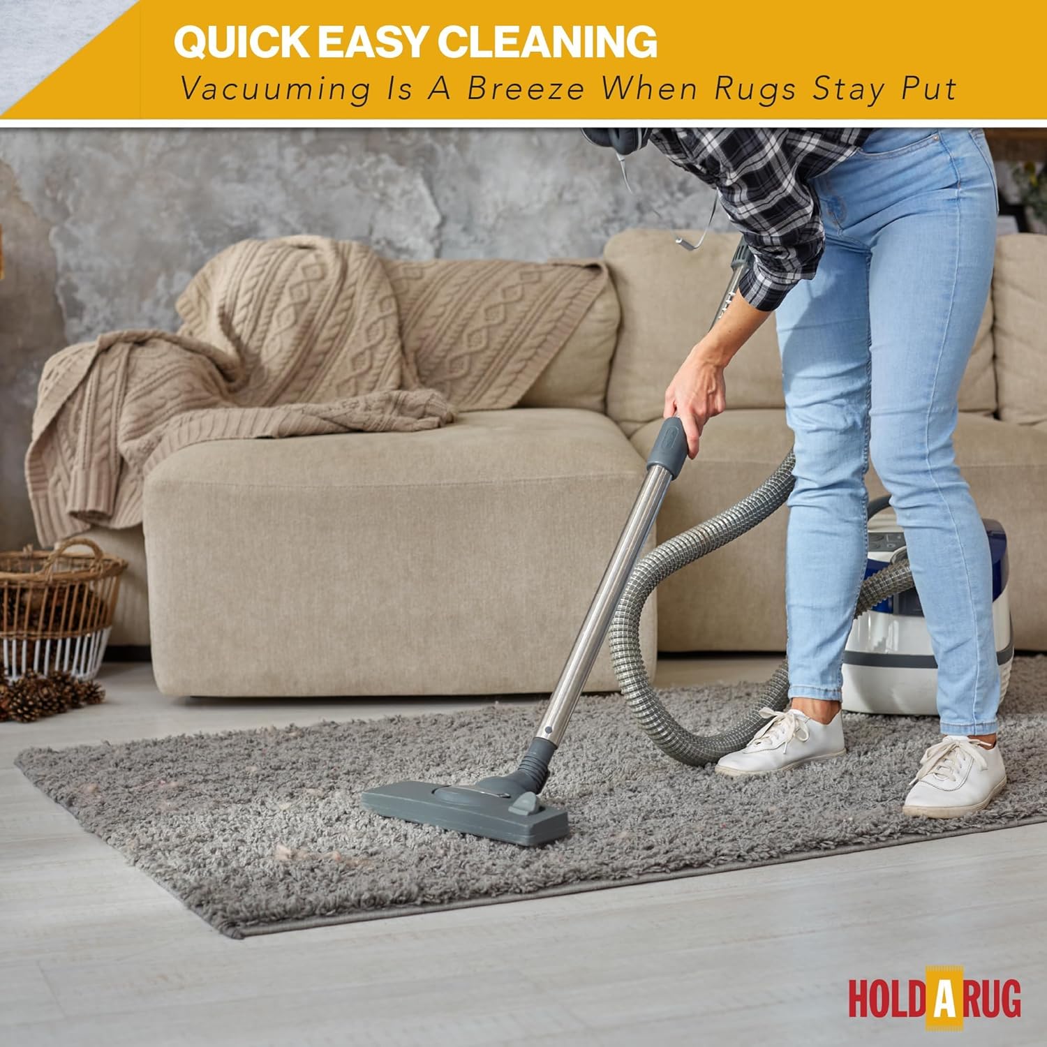 Hold-a-Rug 2' x 11' - Non-Slip Rug Pad, Non Skid Pads for Hardwood, Vinyl, Tile, Laminate Floors, Keep Area Rugs Secure, Safe for Indoor Flooring, ⅛” Thick