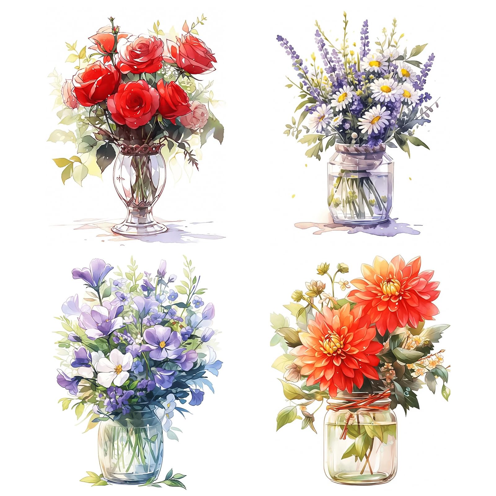 MXJSUA Fleurs Diamond Painting Strass Complet, Broderie Diamant Kit