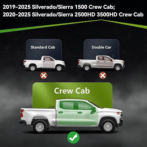 Miniatura 2 de AUTOSAVER88 Estribos laterales compatibles con Chevy SilveradoGMC Sierra 1500 2019-2025, SilveradoSierra 2500HD 3500HD 2019-2025 Crew Cab barras
