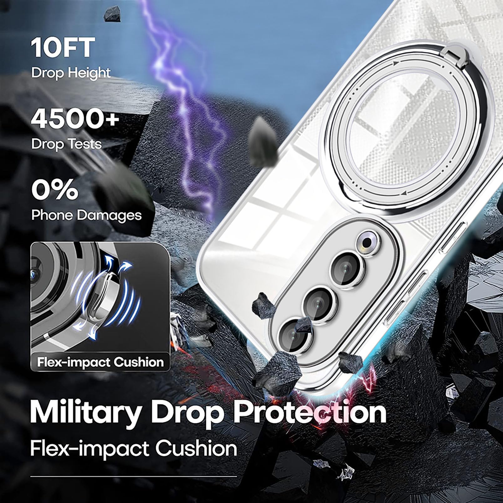 JIAFEI Cover Antiurto Per Honor 90 Lite 5G - Custodia Con Copri Fotocamera Scorrevole E Anello Porta, Supporto Magnetico Per Auto - Nero
