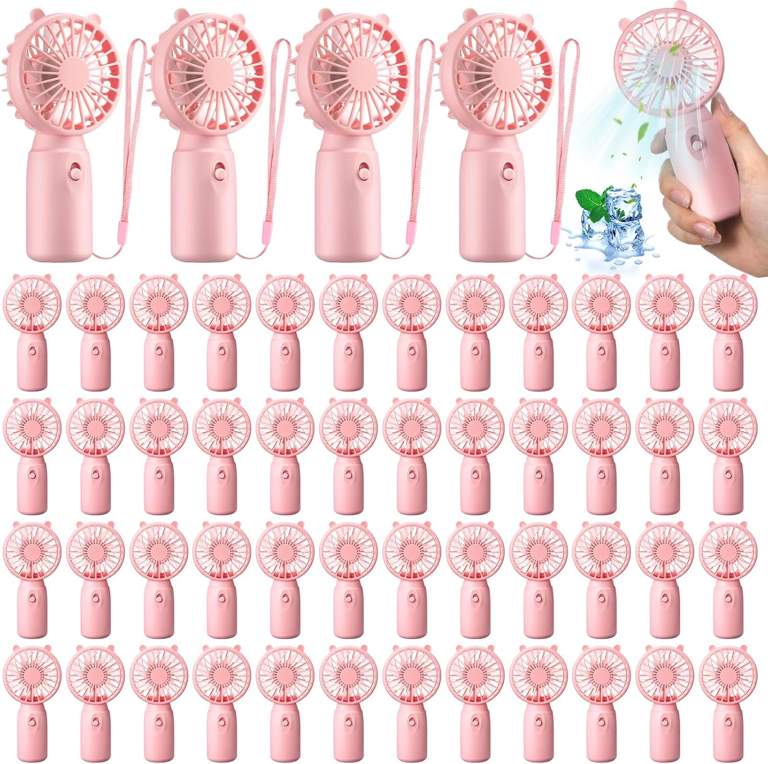 Glooglitter 8 Pcs Mini Portable Fans Bulk Handheld Battery Operated Fan with Lanyard for Makeup Eyelash, Cooling Lightweight Pocket Personal Fans for Wedding Outdoor Use (White)