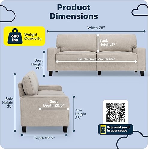 Miniatura 185 de Serta Palisades Sofás Tapizados para Sala, Sofá de Diseño Moderno, Tela, gris (Glacial Gray) gris (Glacial Gray),Beige,Marrón,Alforfón Beige,Marrón