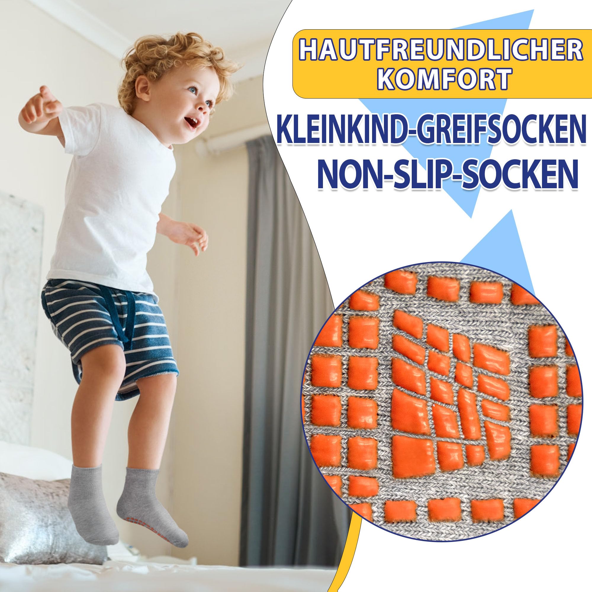 HYCLES Skarpety antypoślizgowe do trampoliny, dla dzieci, 6 par, do jogi, treningu, sportu, bawełniane, dla chłopców i dziewczynek, w wieku 2-13 lat