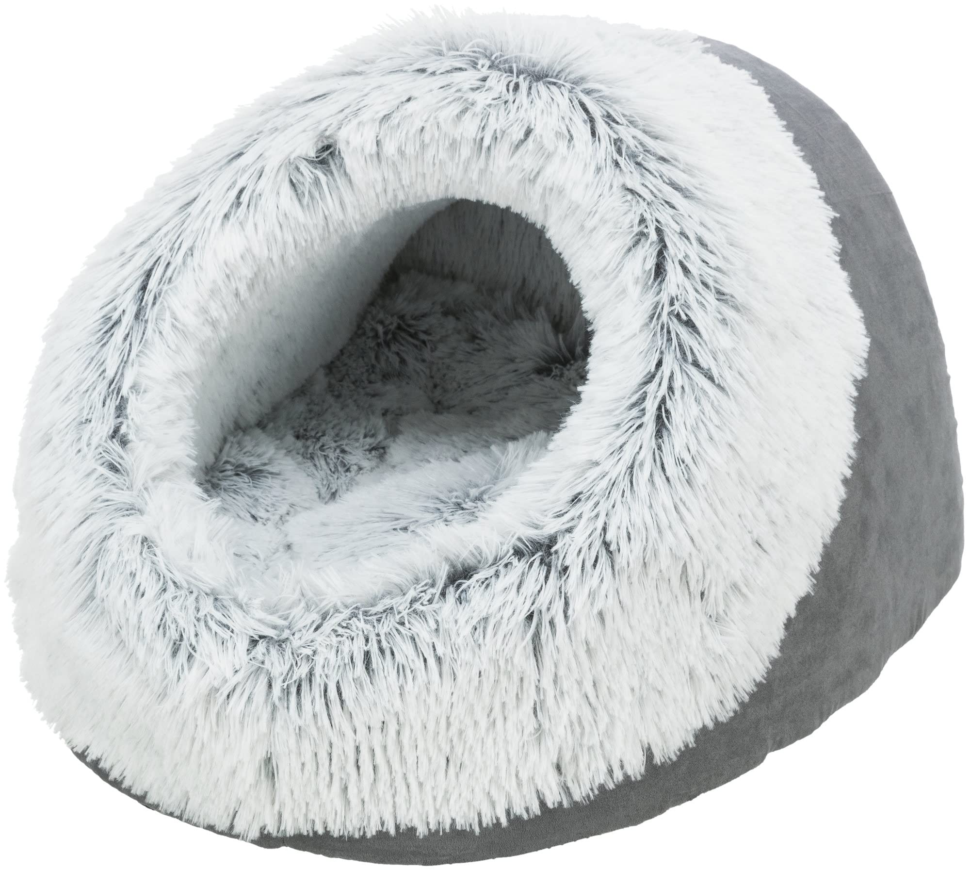 TRIXIE dog cave Harvey - reversible cushion - non-slip base - long-haired plush - 35 x 26 x 41 cm - grey - 38030