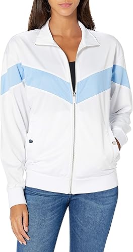 Armani Exchange Sudadera con cremallera completa a rayas de los años 80 con logotipo en la parte trasera