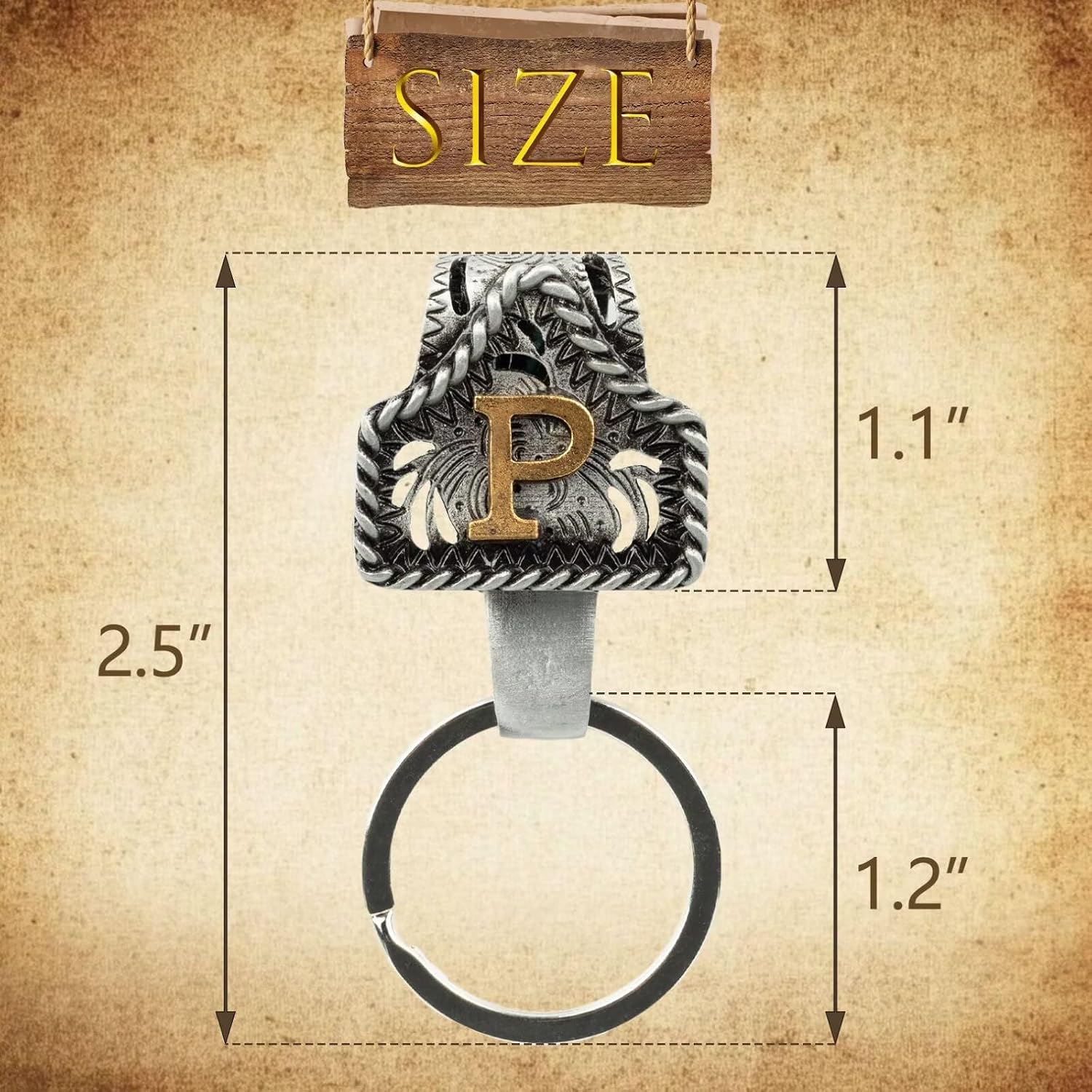 XZYLY Vintage Western Cowboy Letter Keychain,Handmade Metal A-Z Initial Key Chain Clip,Personality key holder for Pocket&Bag image 4