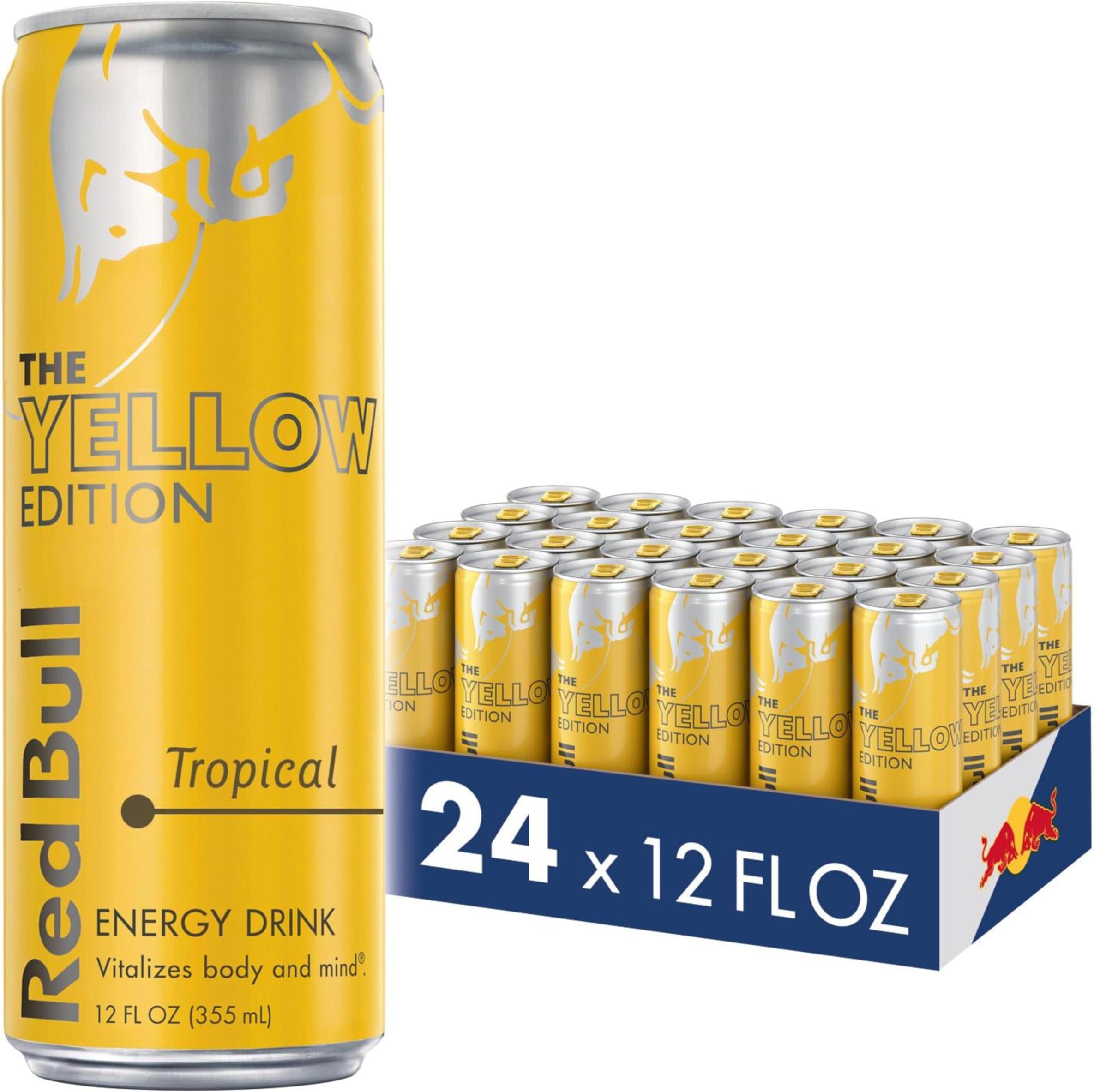 Yellow Edition Energy Drink, Tropical, with 114mg Caffeine plus Taurine & B Vitamins, 12 Fl Oz, Pack of 24 Cans