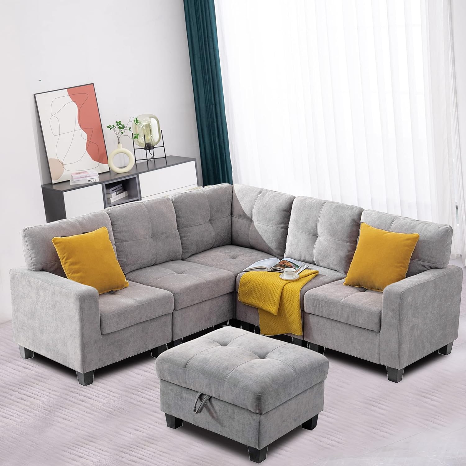 Sectional Sofa Couch Set with Pillows Modular Sectional