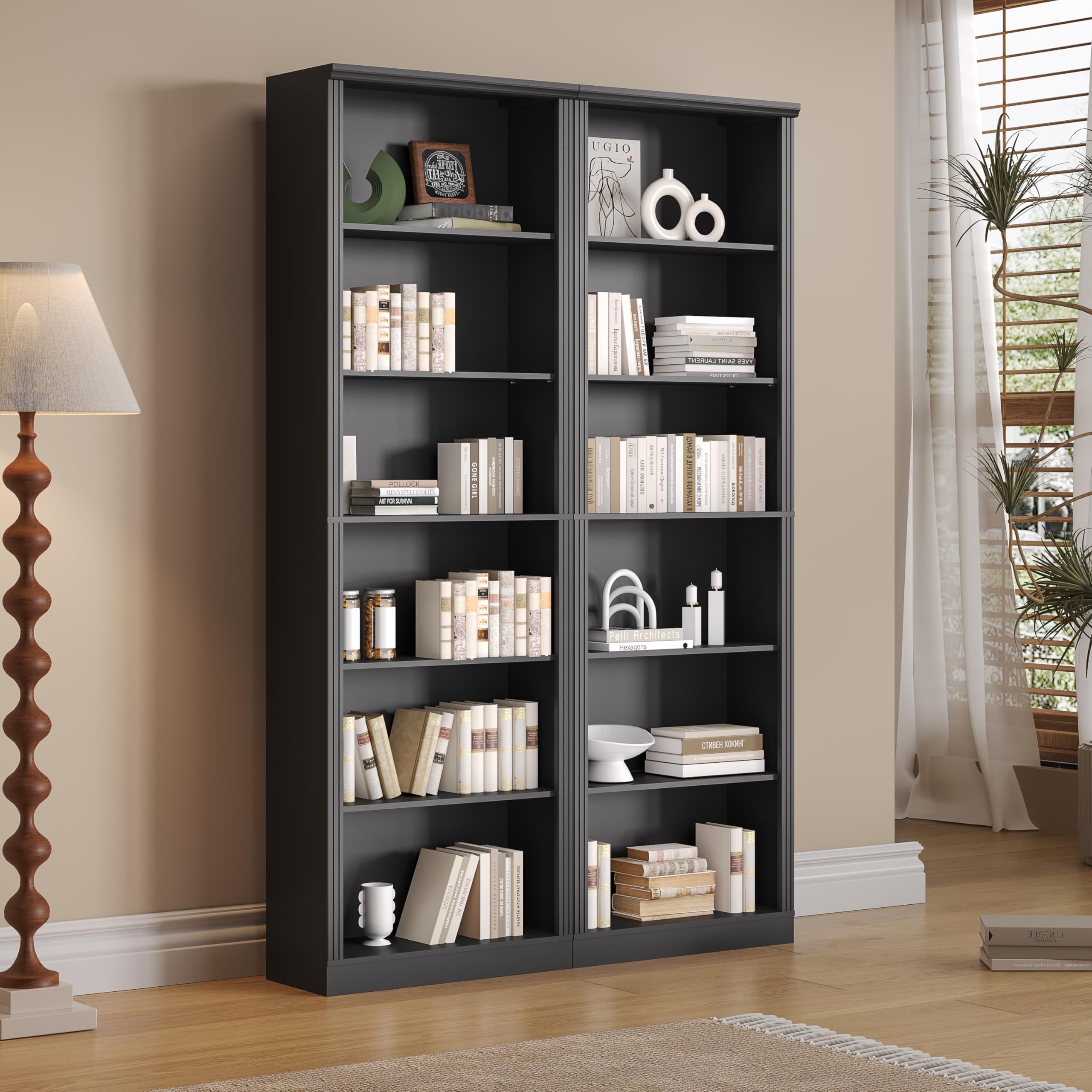 Thacuok 75 Inch Tall Bookshelf Set of 2