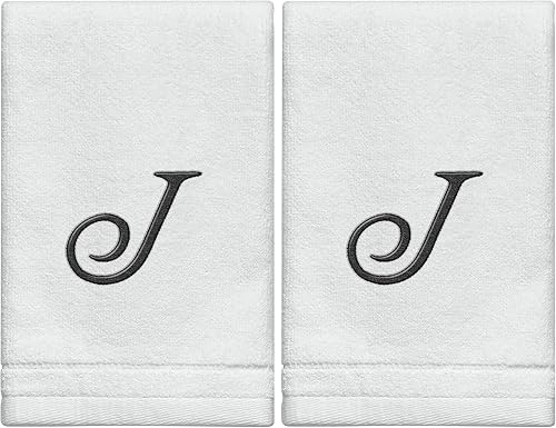 Vista 16 de Toallas con monograma de dedo, regalo personalizado, 11 x 18 pulgadas - Juego de 2 - Toalla bordada negra - Extra absorbente 100% algodón - Acabado