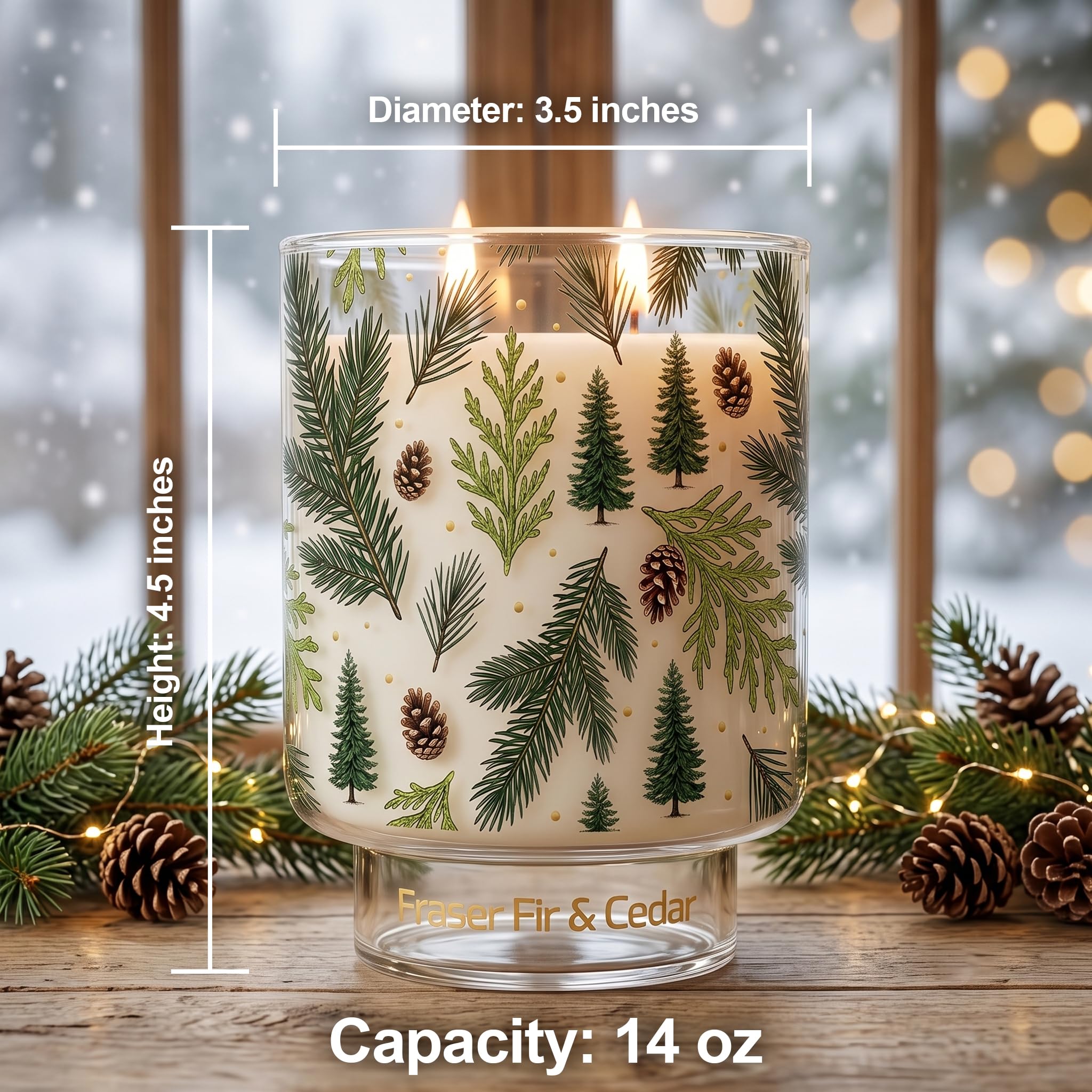 Homsolver Fraser - Velas de abeto y pino de cedro, velas de Navidad grandes de 2 mechas de 14 onzas, fragancia de bosque de invierno y Navidad, cera de soja de coco de larga duración para decoración