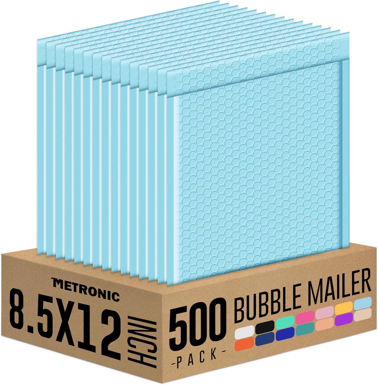 Metronic Bubble Mailers 8.5x12 500 Pack Waterproof Bubble Mailer Usable Size 8.5 x 11 Thick Padded Envelopes Padded Mailer for Book, Clothes, T-shirt, Navy Blue