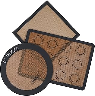 Non-slip Silicone Pastry Mat 3 Set of 1 Quarter + 1 Round & 1 Square Silicone Mats for Baking Mat Food Safe Tray Liner