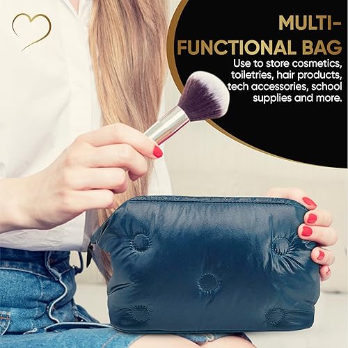 Miniatura 6 de Bolsa de maquillaje, artículos esenciales de viaje, neceser para mujer, bolsa de cosméticos, bolsa de viaje de nailon repelente al agua, estilo